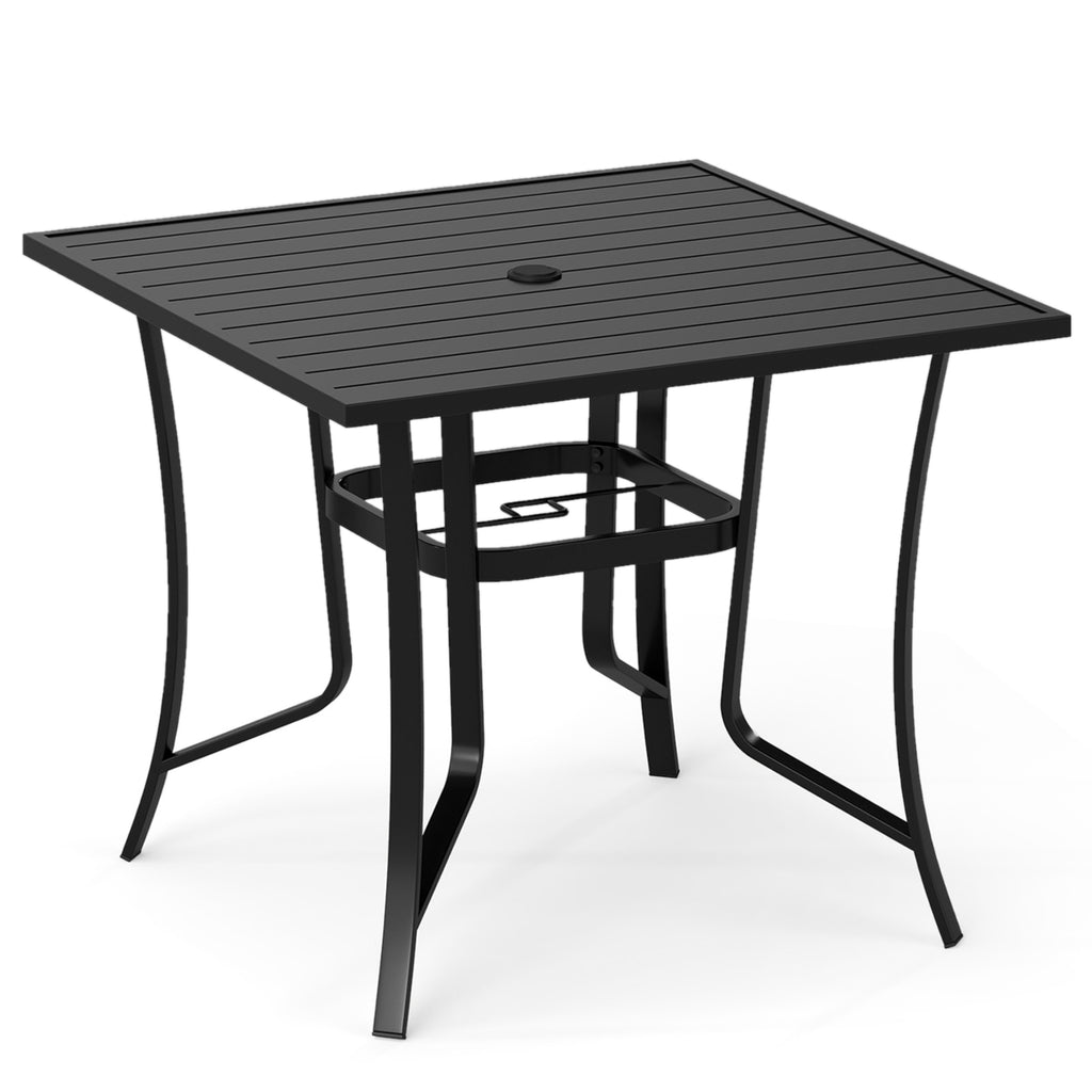 36" Square Patio Dining Table for 4 - Black