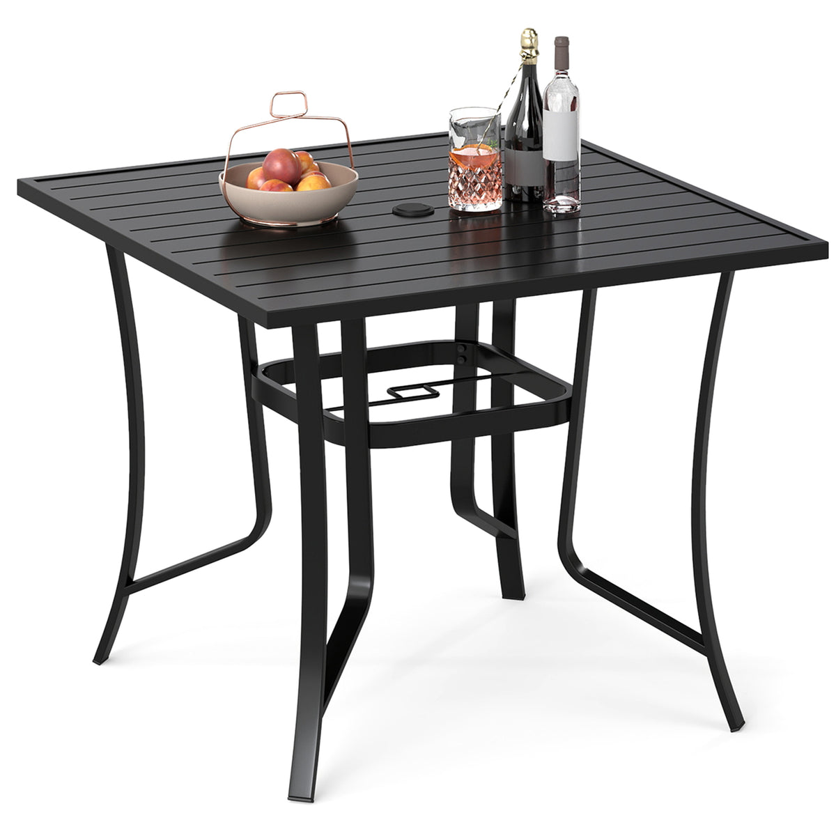 36" Square Patio Dining Table for 4 - Black