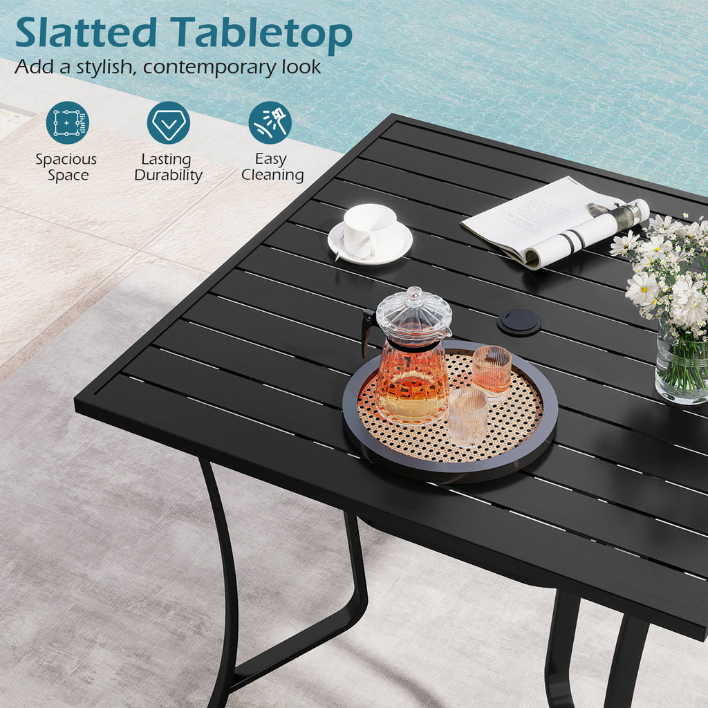 36 Inch Square Patio Table for 4 Metal Dining with Umbrella Hole