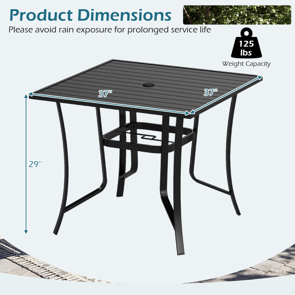 36" Square Patio Dining Table for 4 - Black