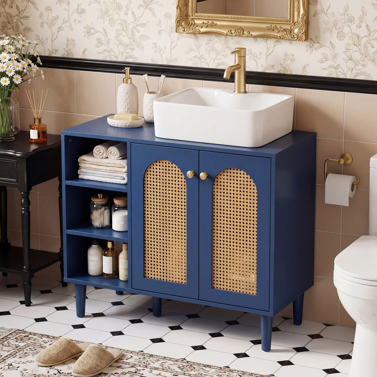 36 Inch Under Sink Cabinet for Vessel Sinks and Single-Handle Faucets