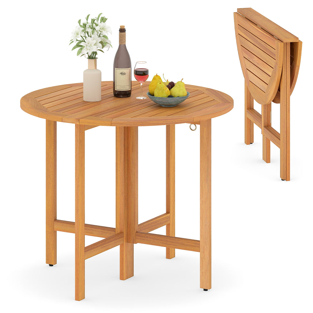36" Round Outdoor Folding Dining Table - Acacia Wood