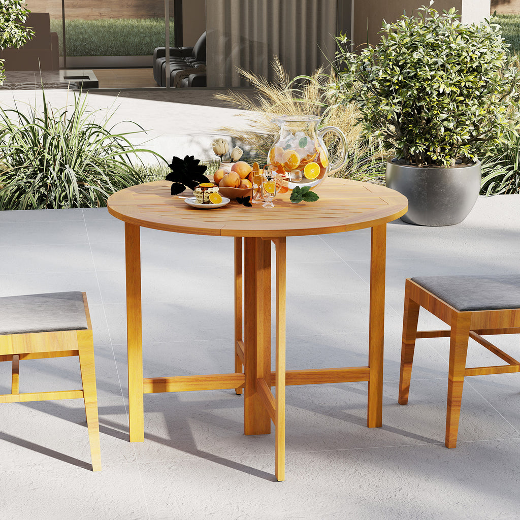36" Round Outdoor Folding Dining Table - Acacia Wood