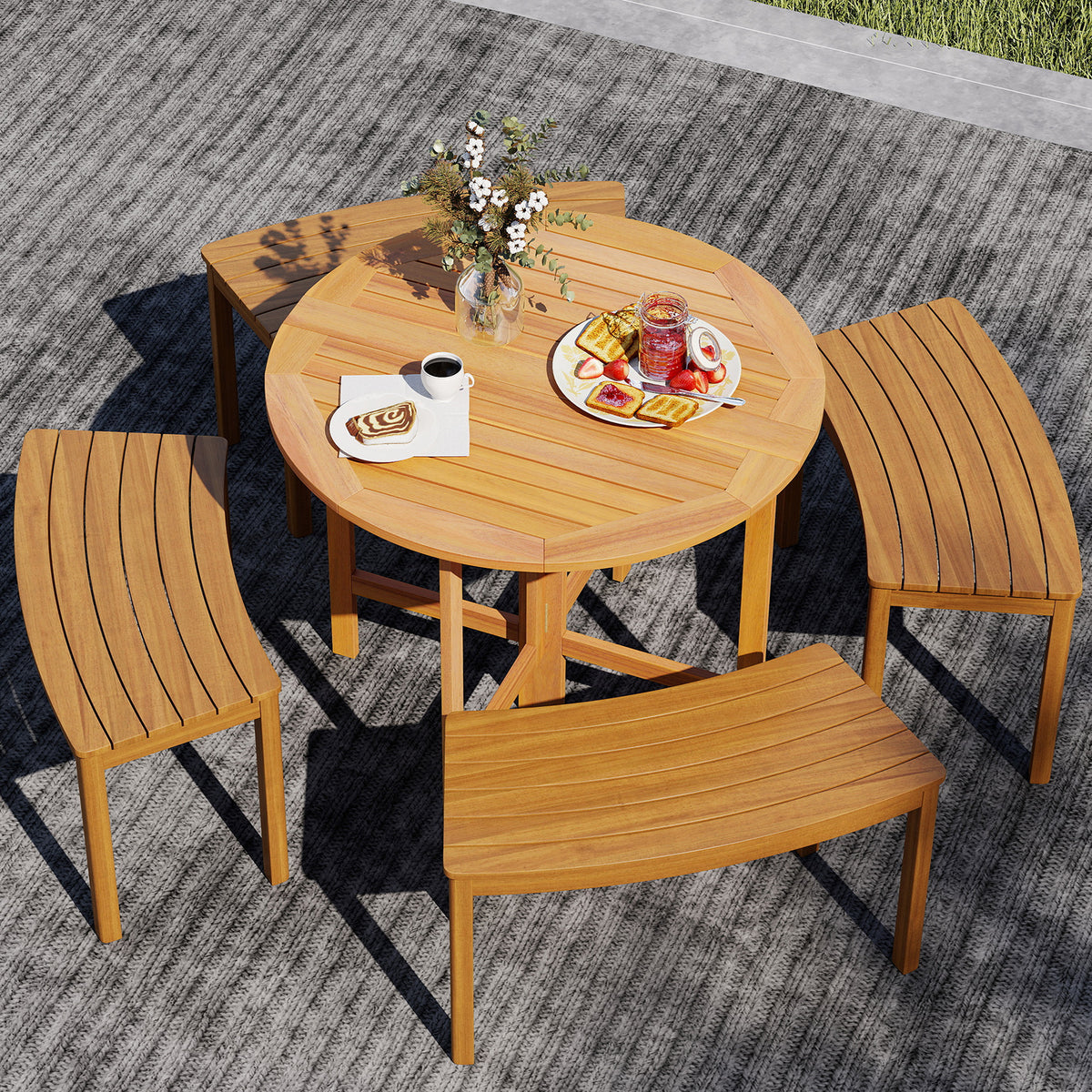 36" Round Outdoor Folding Dining Table - Acacia Wood