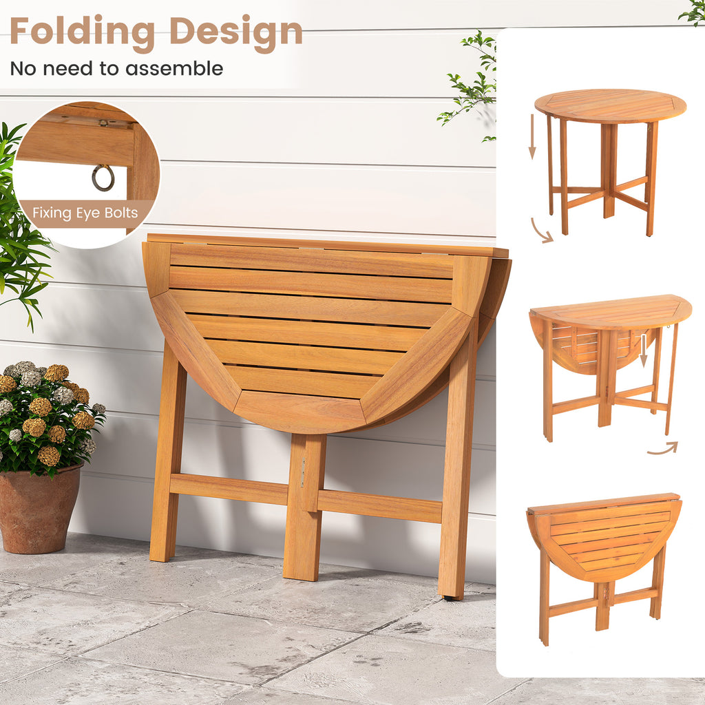 36" Round Outdoor Folding Dining Table - Acacia Wood