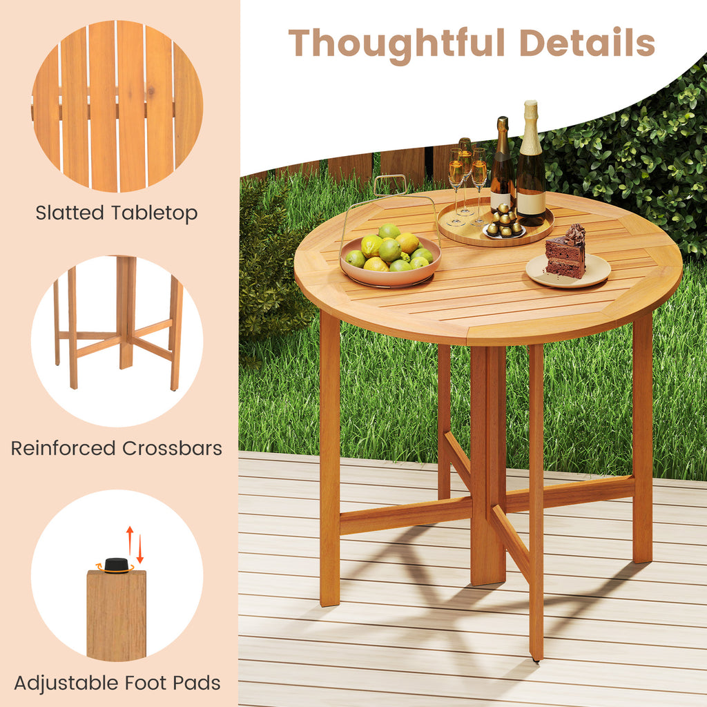 36" Round Outdoor Folding Dining Table - Acacia Wood