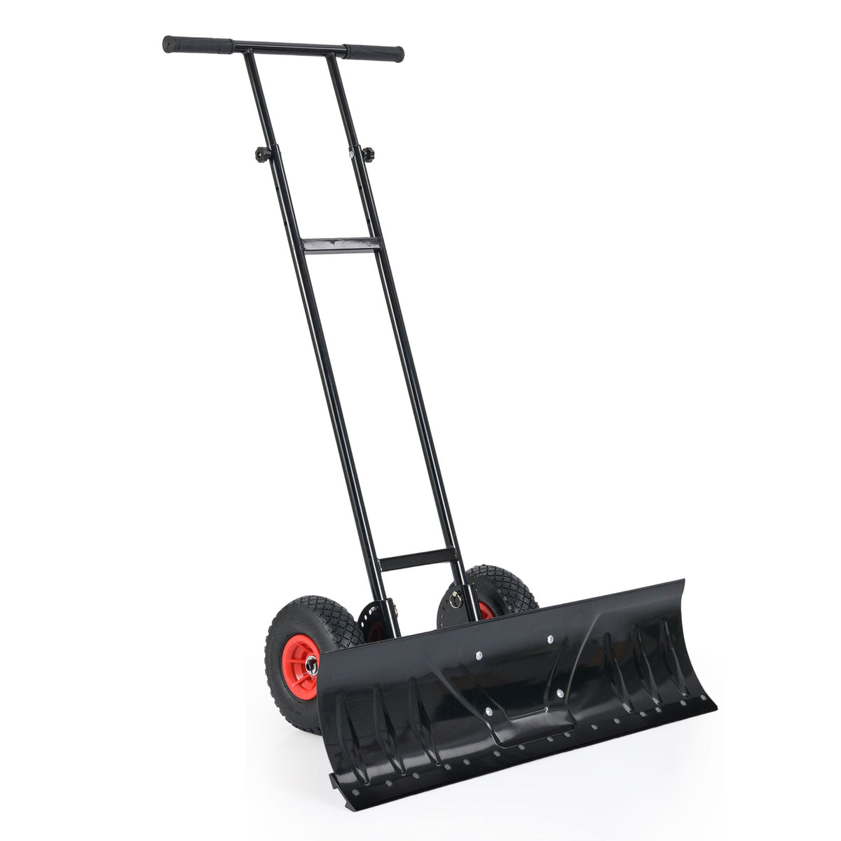 36-Inch Snow Shovel with Wheels and Adjustable Angle - Black