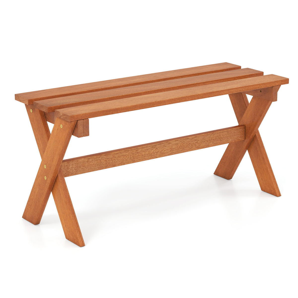 2-Seat Wooden Garden Patio Bench with X-Shaped Legs