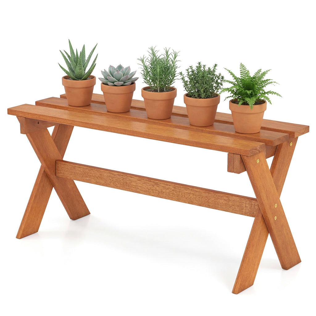 36" Outdoor Solid Wood Bench Set of 1/2 Backless Patio Dining with