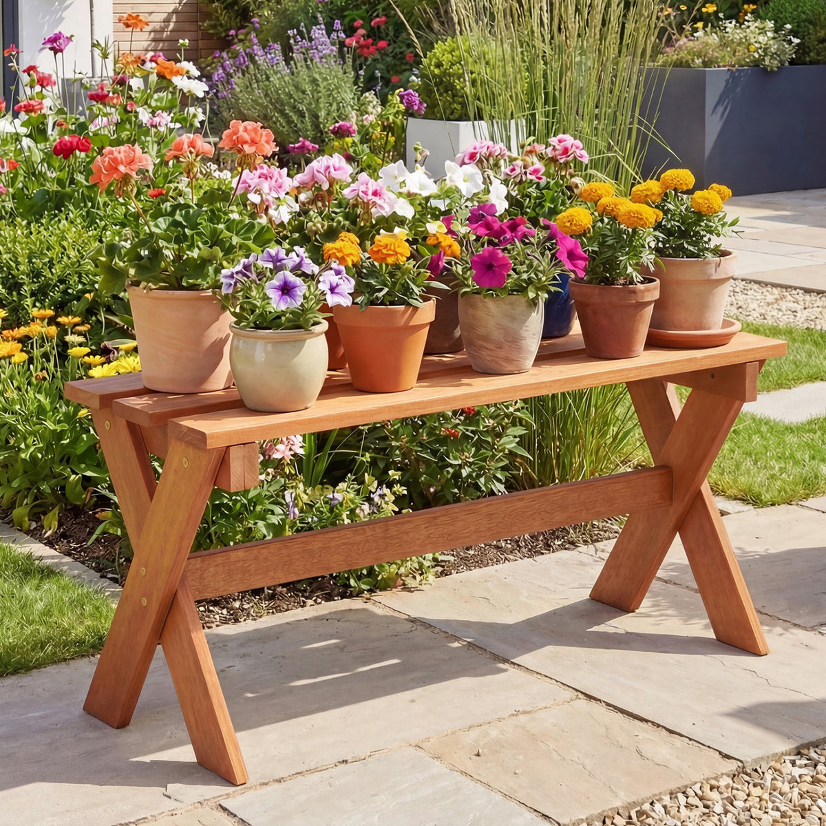 36" Outdoor Solid Wood Bench Set of 1/2 Backless Patio Dining with