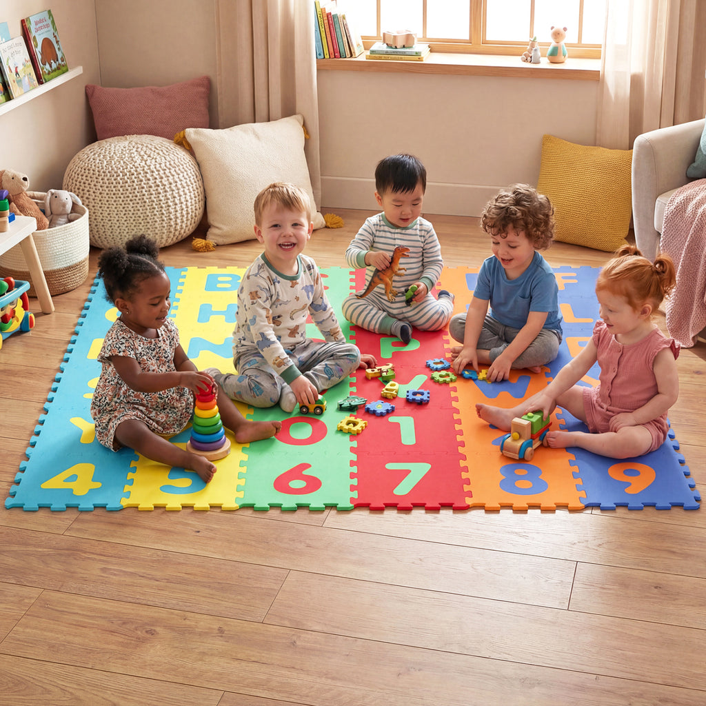 Interlocking Baby Puzzle Floor Tiles with Educational Alphabet - Variation of ABC & Puzzle Floor Mats
