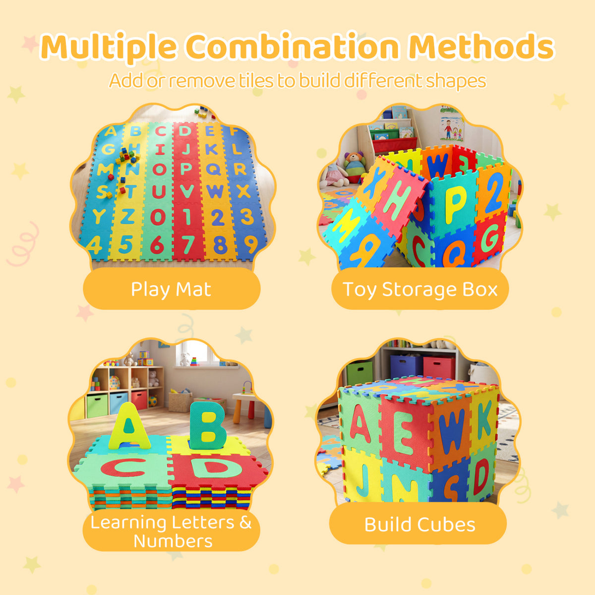 Interlocking Baby Puzzle Floor Tiles with Educational Alphabet - Variation of ABC & Puzzle Floor Mats
