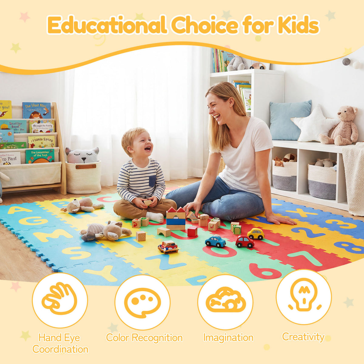 Interlocking Baby Puzzle Floor Tiles with Educational Alphabet - Variation of ABC & Puzzle Floor Mats