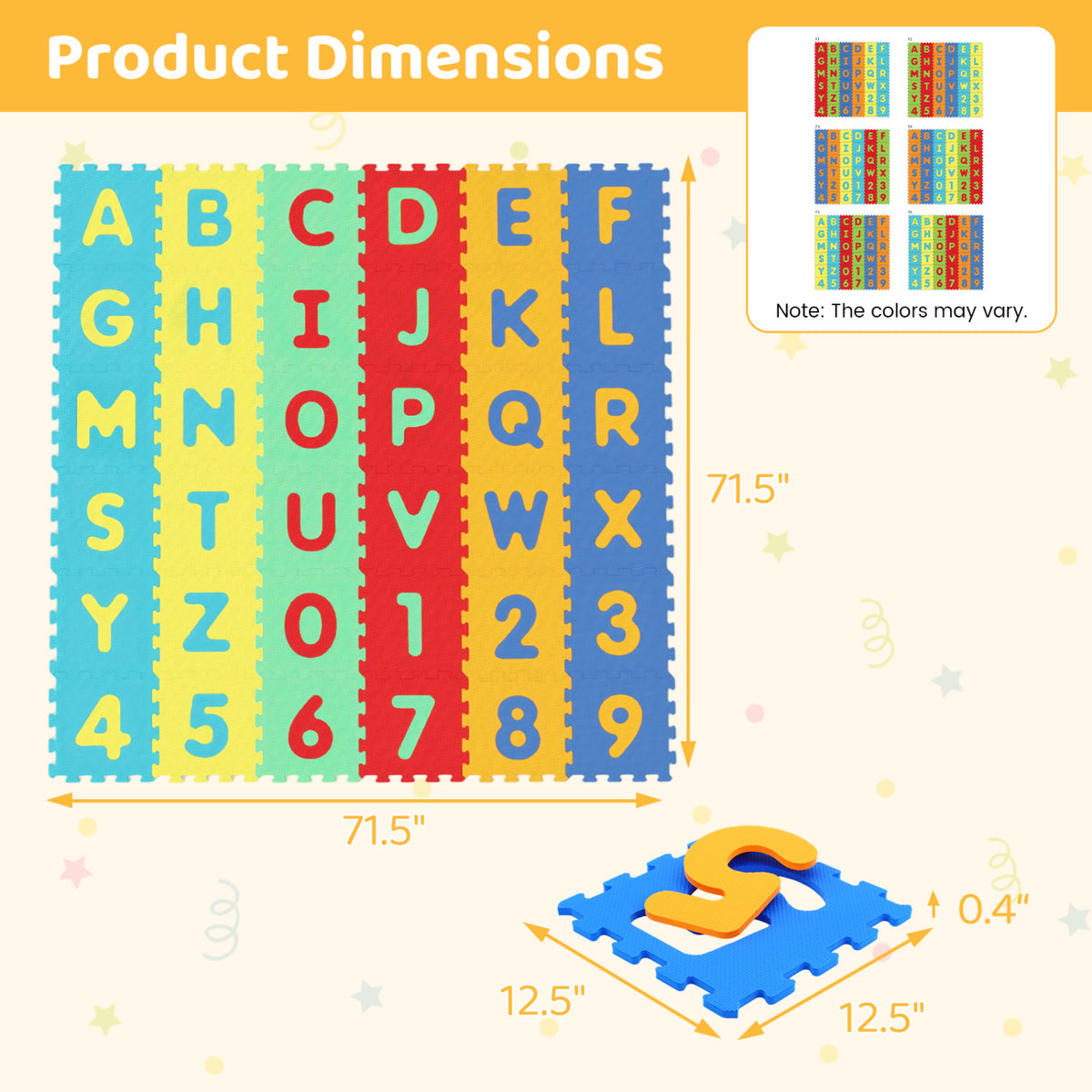 Interlocking Baby Puzzle Floor Tiles with Educational Alphabet - Variation of ABC & Puzzle Floor Mats