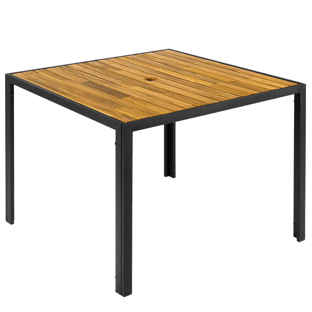 36 Inch Square Outdoor Dining Table for 4 with Slatted Top Porch