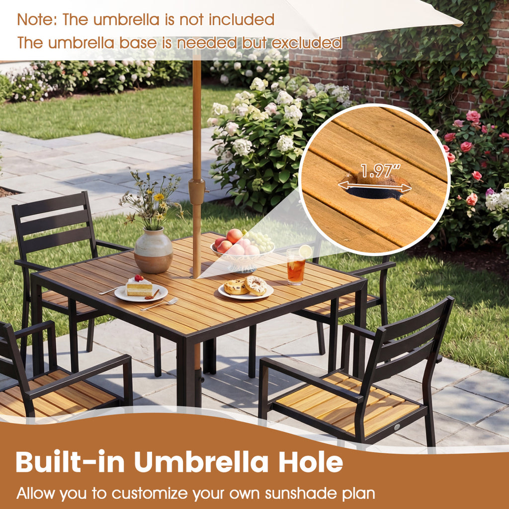 36 Inch Square Outdoor Dining Table for 4 with Slatted Top Porch