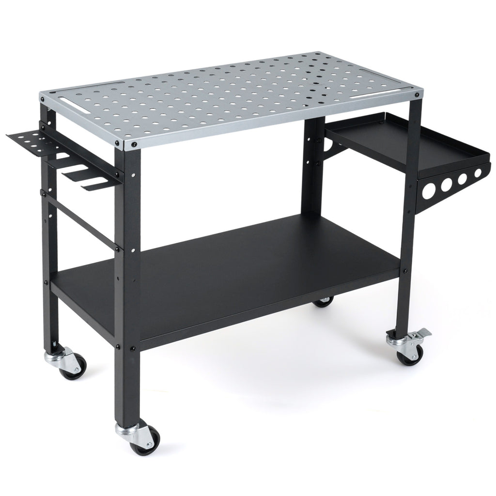 Welding Table 36x18" with Lockable Wheels and 144 Fixture Holes Tool