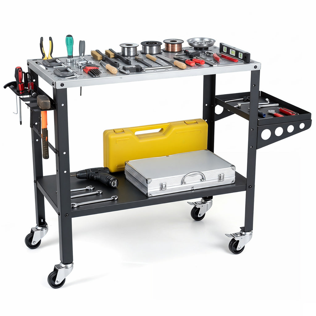 Welding Table 36x18" with Lockable Wheels and 144 Fixture Holes Tool