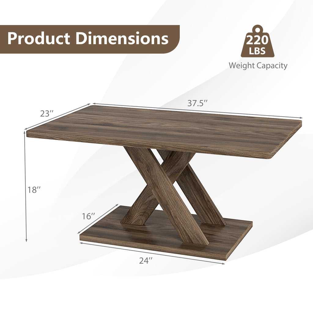 37.5 Inch Rectangular Coffee Table - Brown