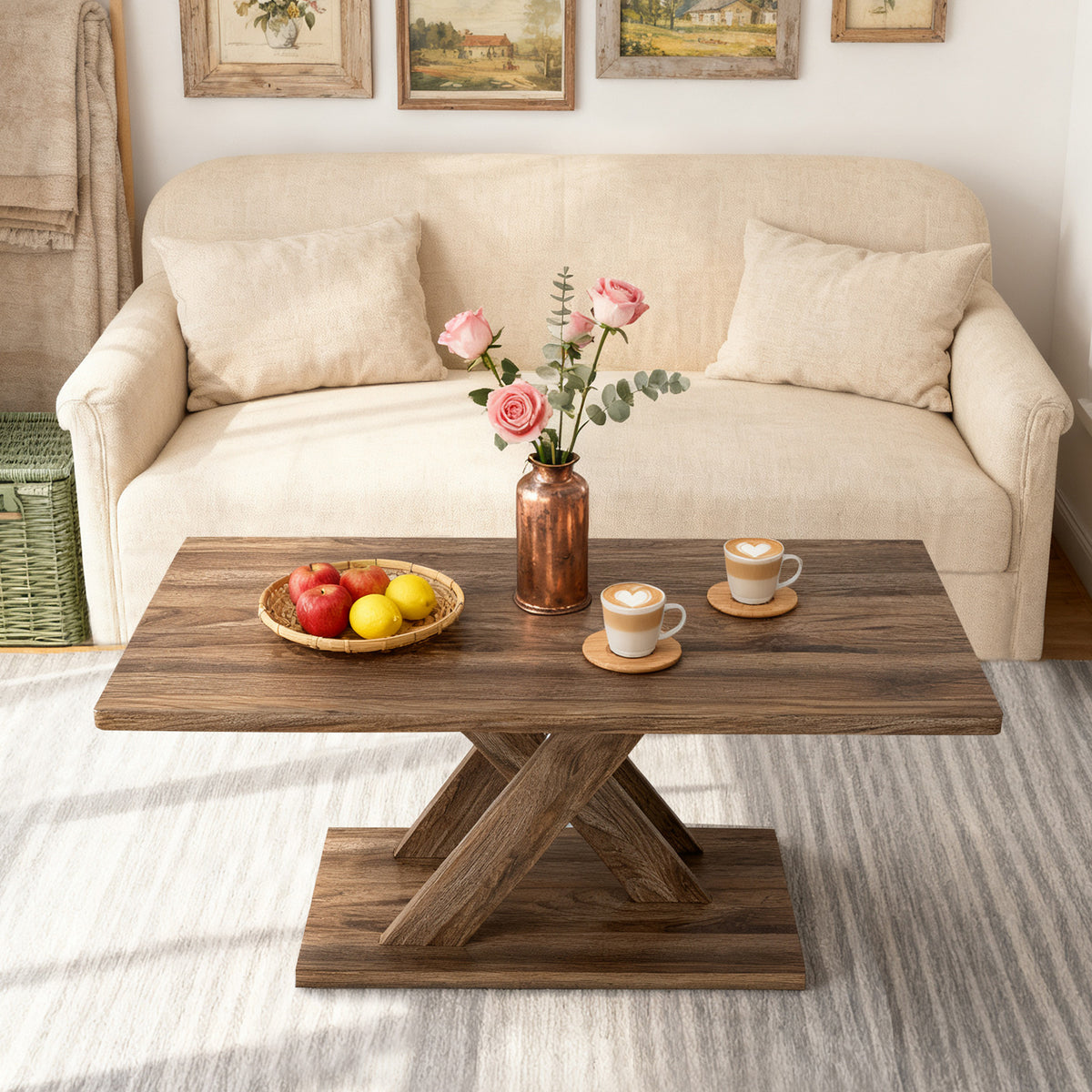 37.5 Inch Rectangular Coffee Table - Brown