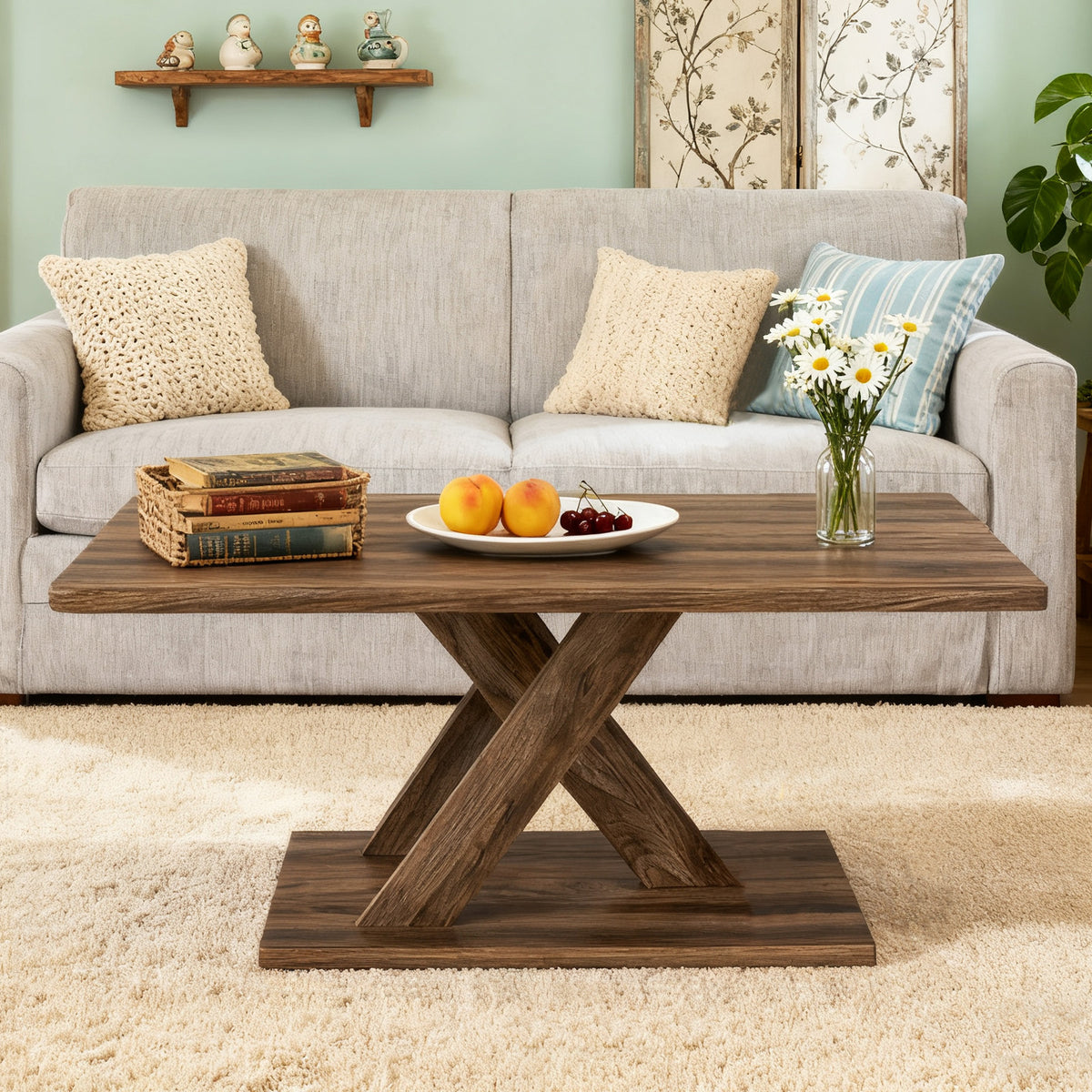 37.5 Inch Rectangular Coffee Table - Brown