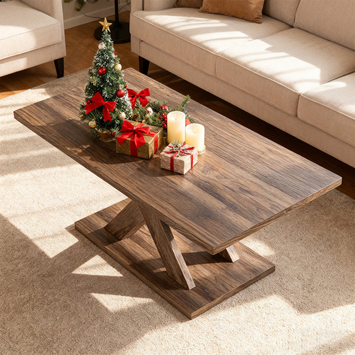 37.5 Inch Rectangular Coffee Table - Brown