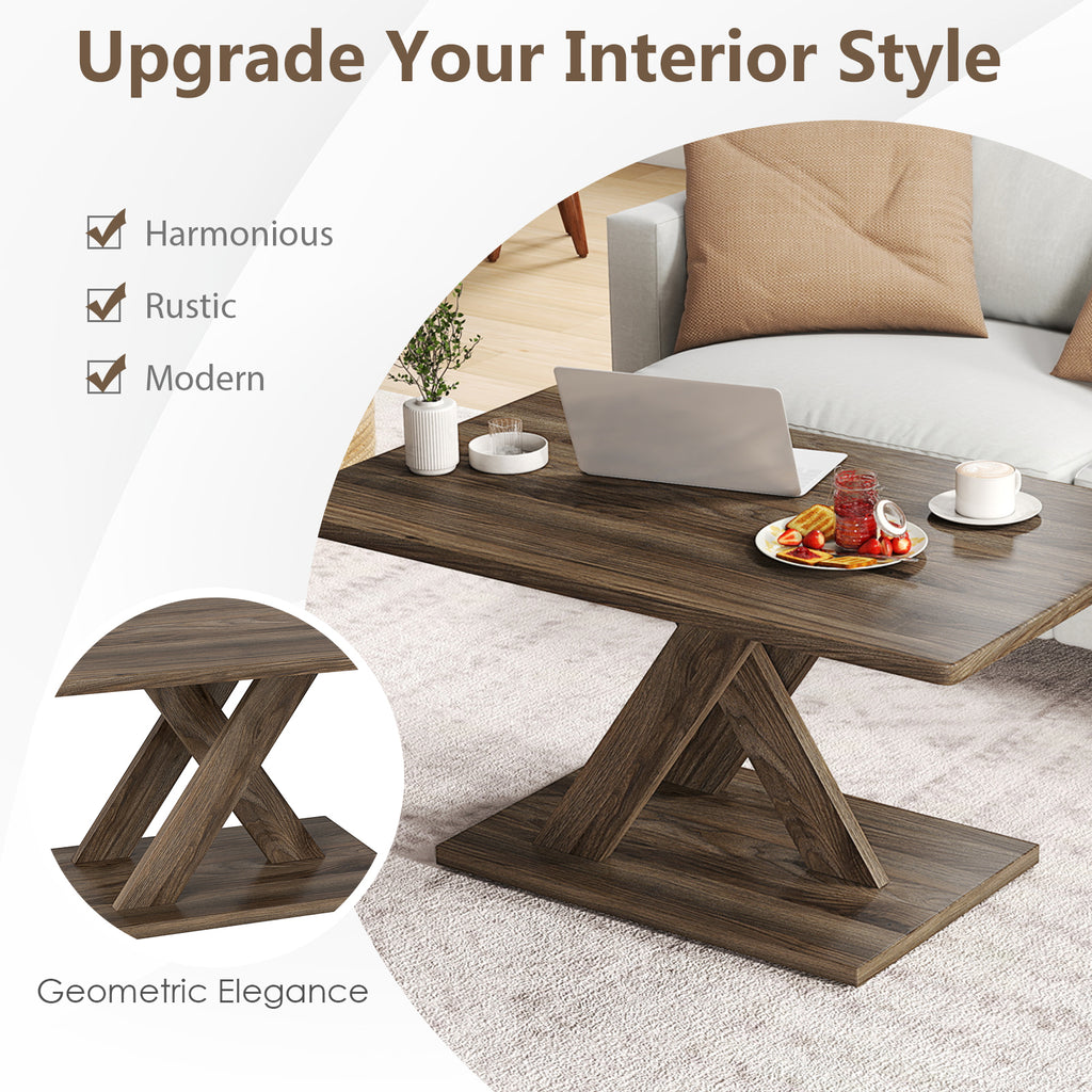 37.5 Inch Rectangular Coffee Table - Brown