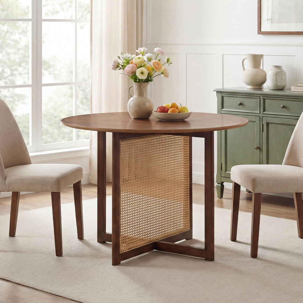37.5" Round Dining Table with Cross Pedestal Base - Walnut
