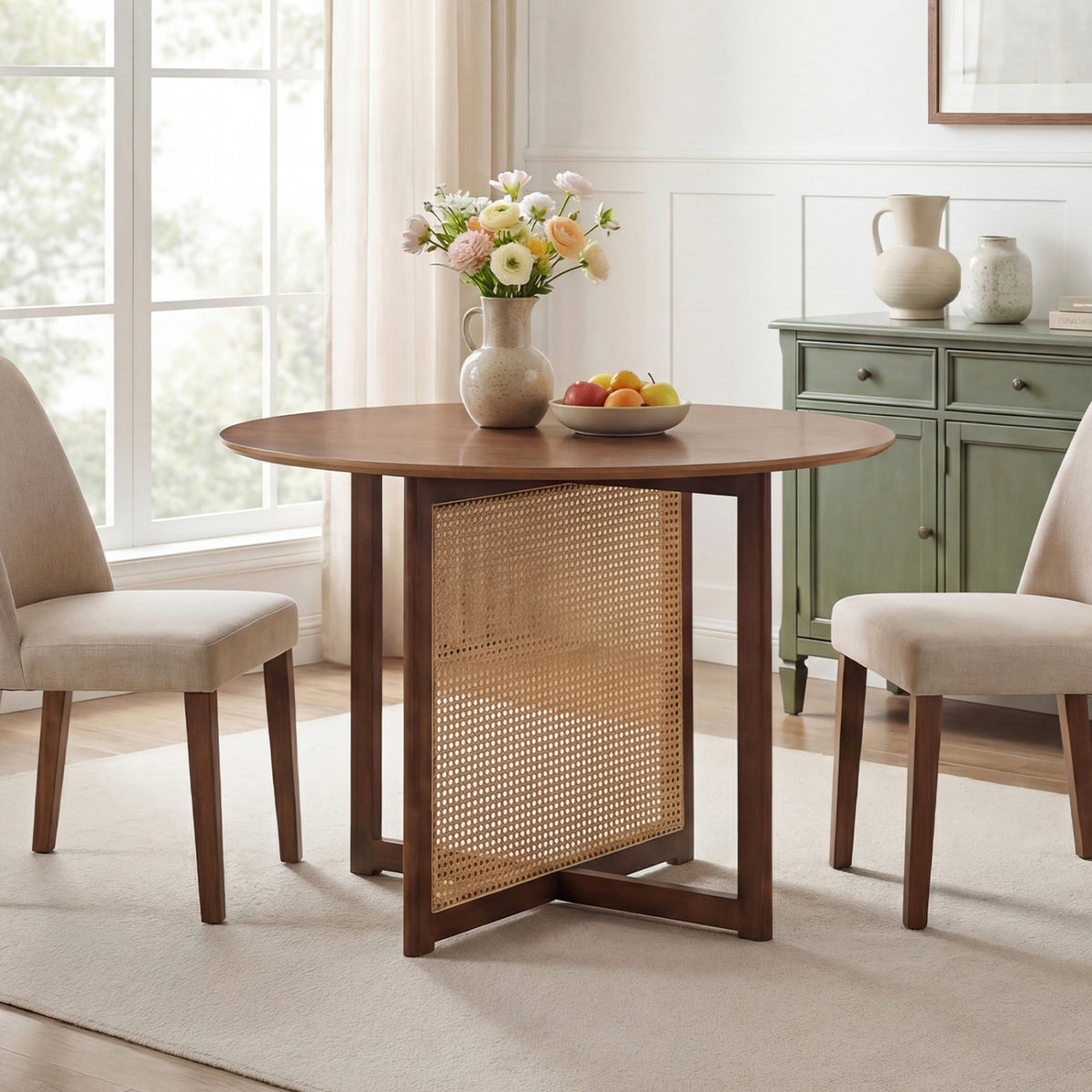 37.5" Round Dining Table with Cross Pedestal Base - Walnut