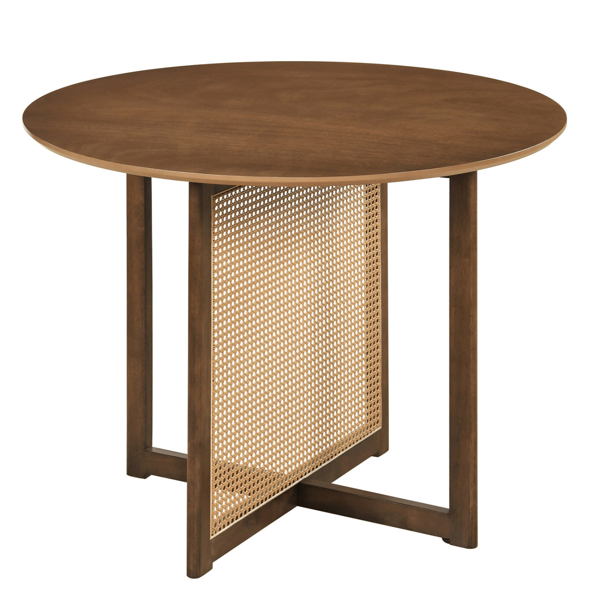 37.5" Round Dining Table with Cross Pedestal Base - Walnut