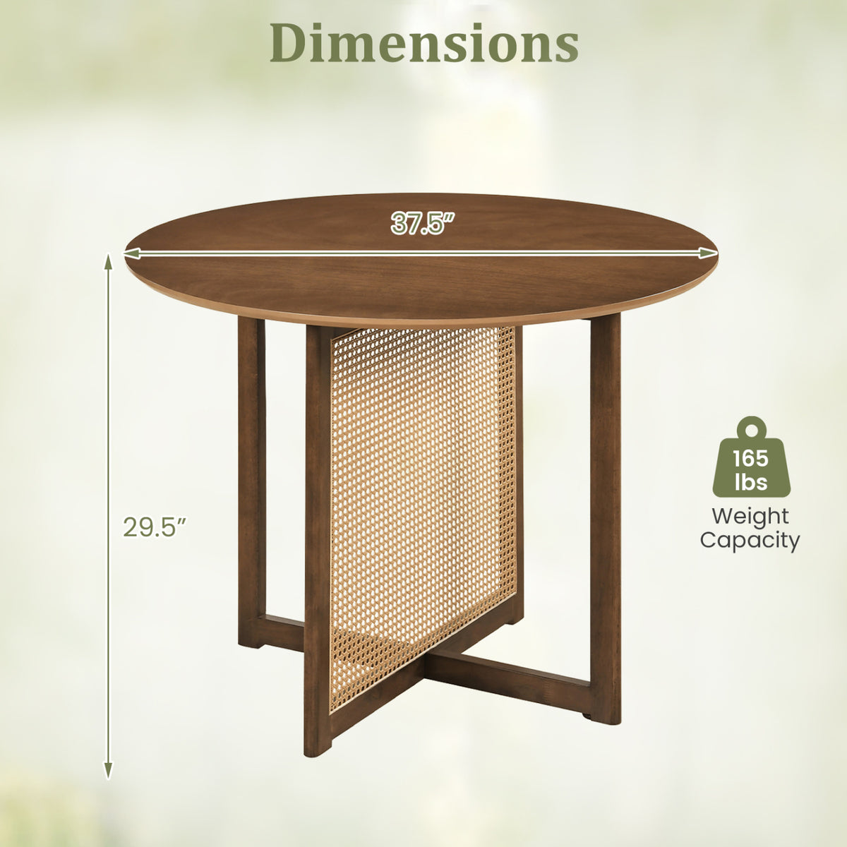 37.5" Round Dining Table with Cross Pedestal Base - Walnut