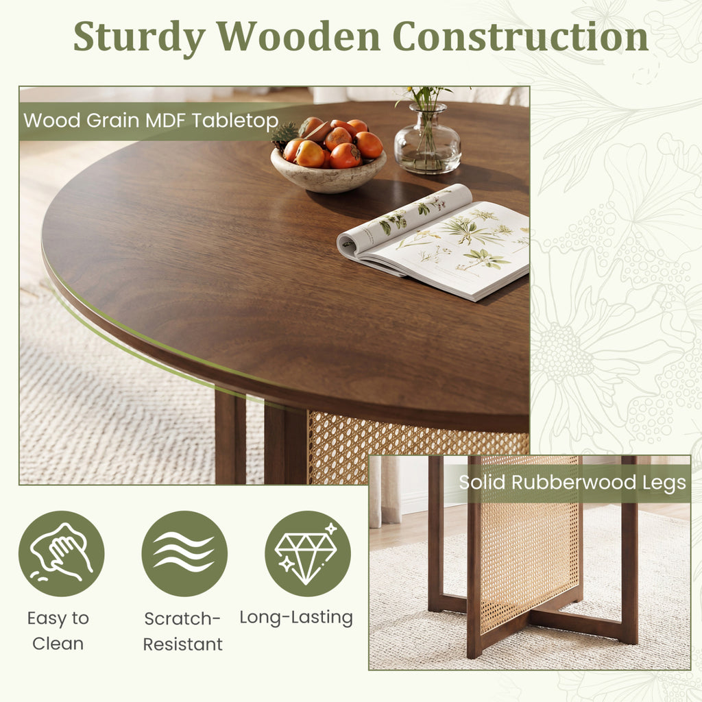 37.5" Round Dining Table with Cross Pedestal Base - Walnut