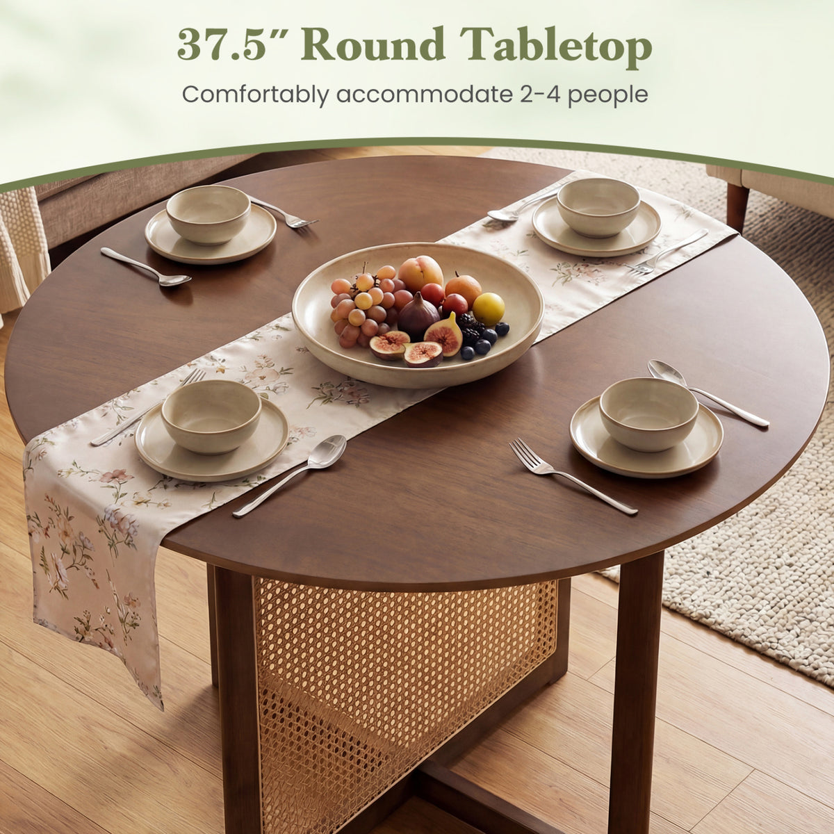 37.5" Round Dining Table with Cross Pedestal Base - Walnut