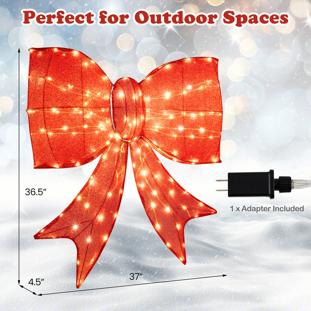 Lighted Christmas Bow Decoration - 37 Inch with Warm White LED Lights - Outdoor Holiday Decor - Variation of This Listing
