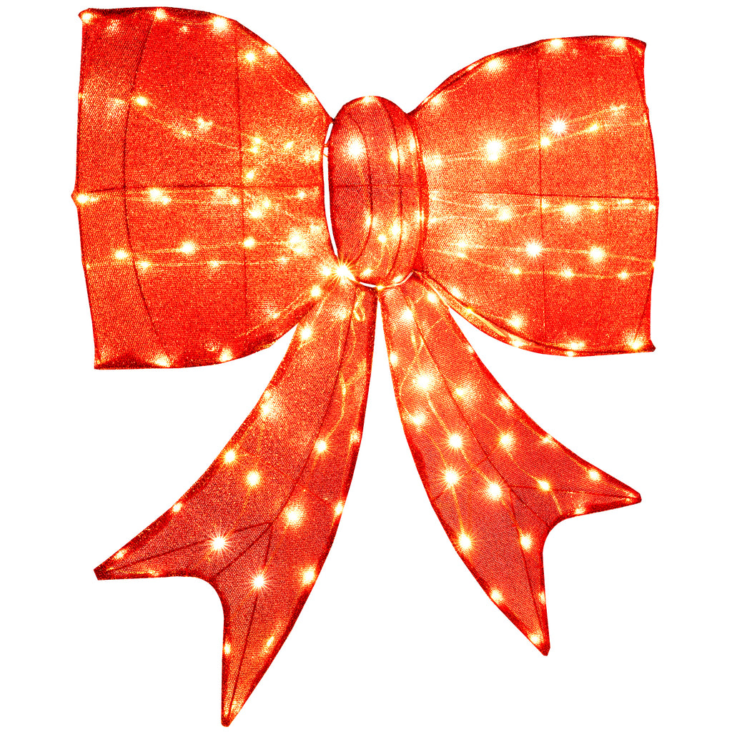 Lighted Christmas Bow Decoration - 37 Inch with Warm White LED Lights - Outdoor Holiday Decor - Variation of This Listing