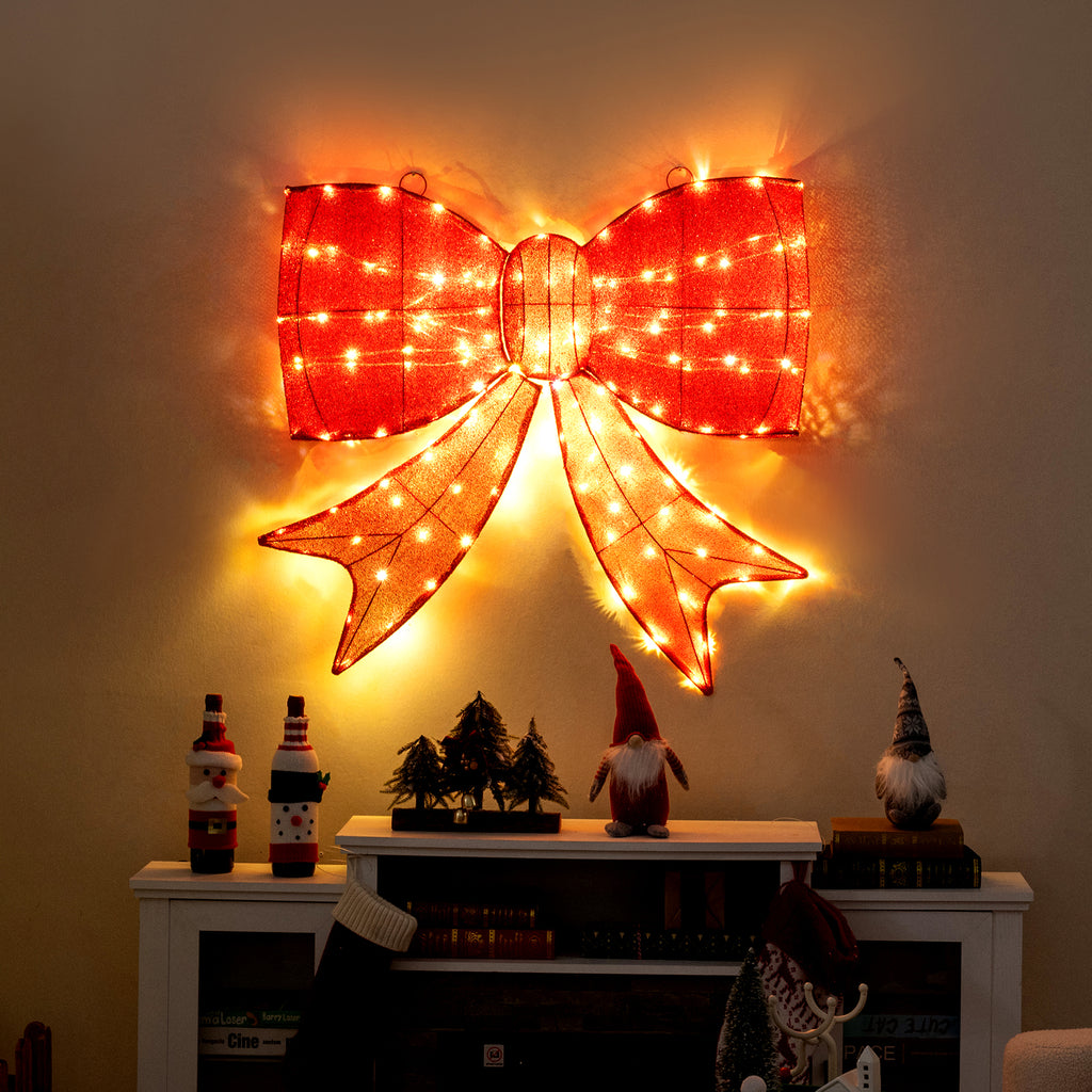 Lighted Christmas Bow Decoration - 37 Inch with Warm White LED Lights - Outdoor Holiday Decor - Variation of This Listing