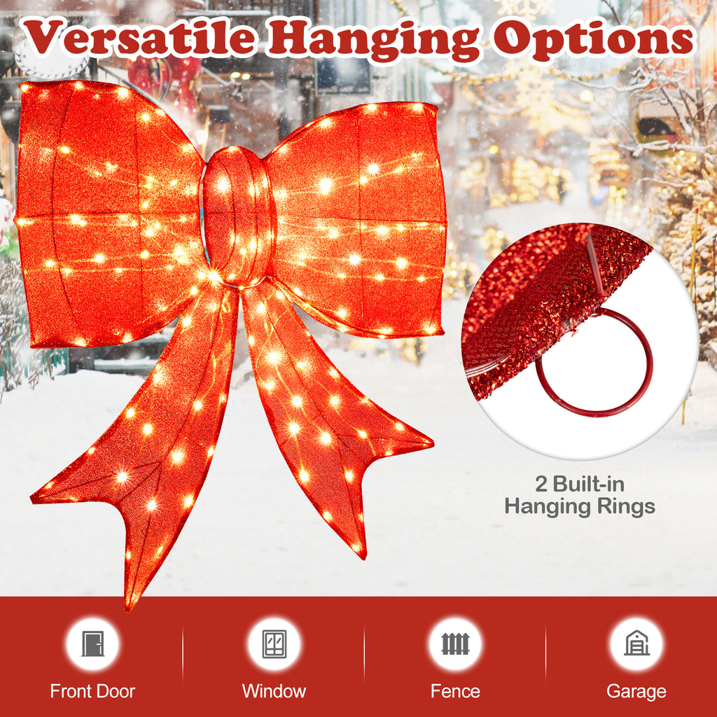 Lighted Christmas Bow Decoration - 37 Inch with Warm White LED Lights - Outdoor Holiday Decor - Variation of This Listing