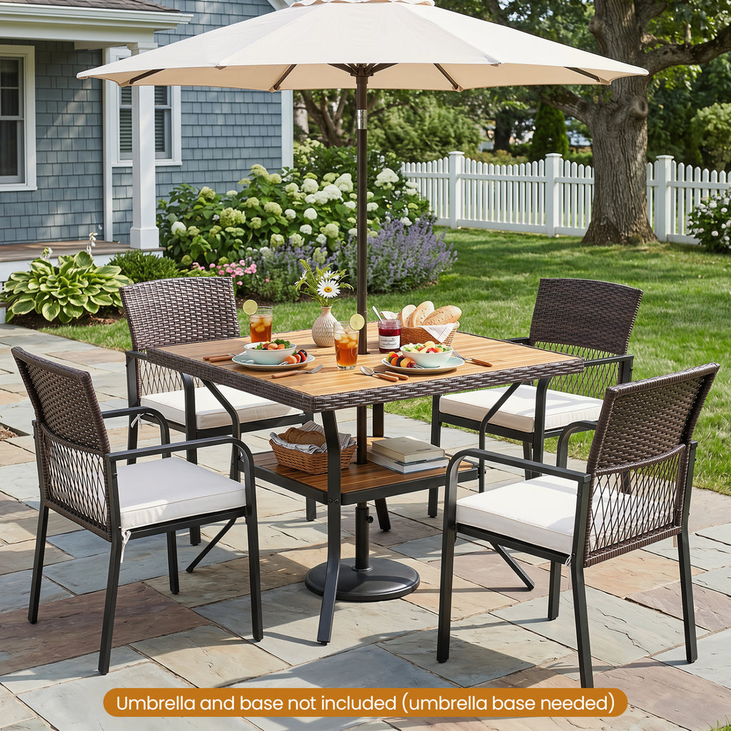 37" Square Outdoor Dining Table for 4, Acacia Wood - Brown