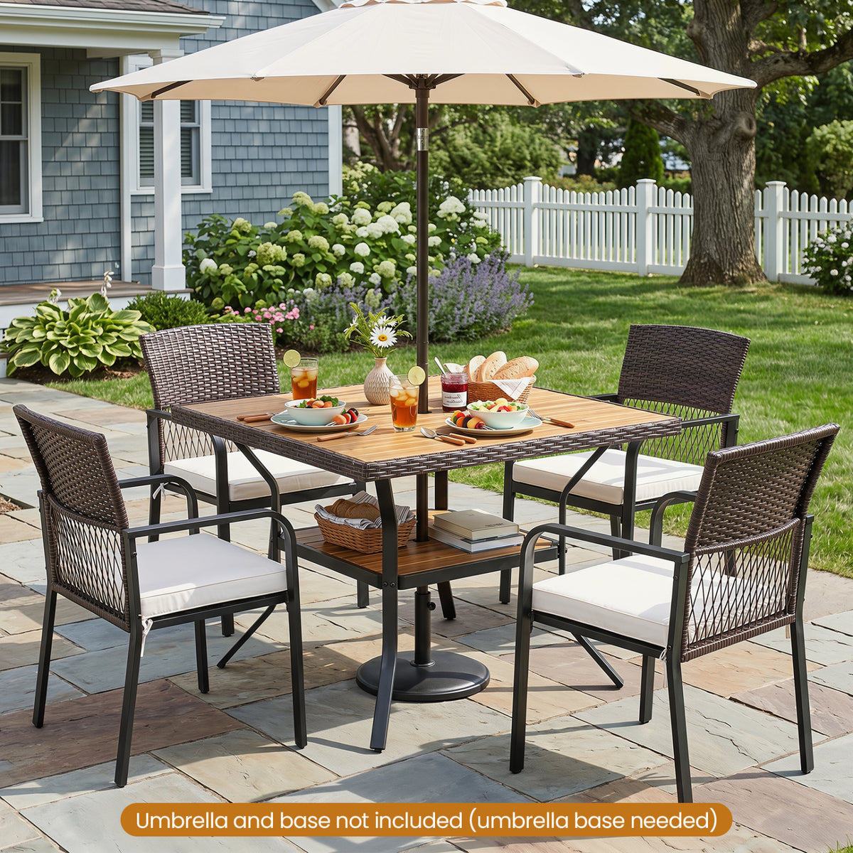 37" Square Outdoor Dining Table for 4, Acacia Wood - Brown