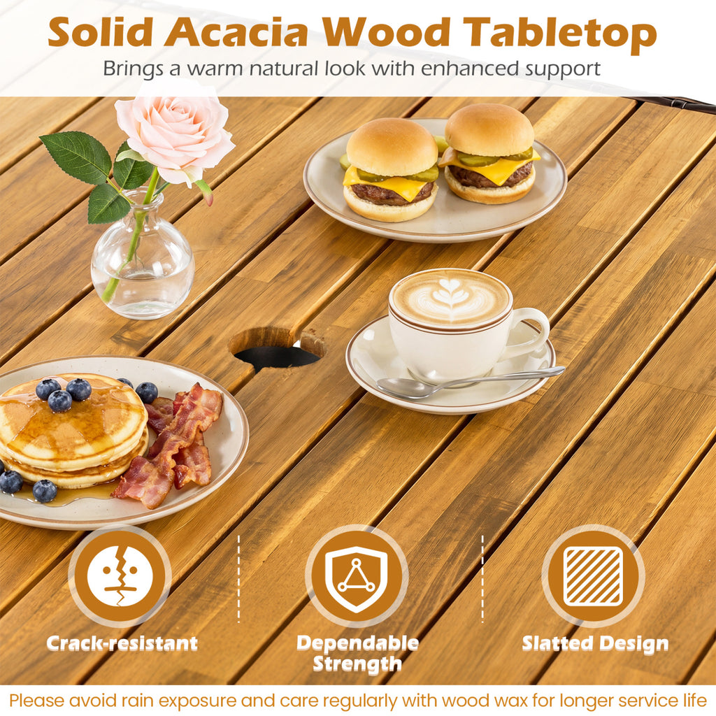 37" Square Outdoor Dining Table for 4, Acacia Wood - Brown