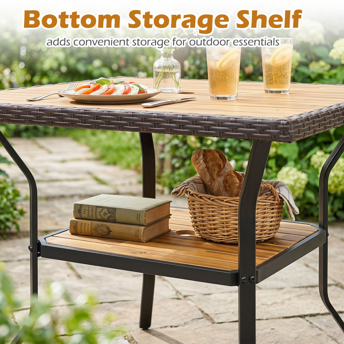 37" Square Outdoor Dining Table for 4, Acacia Wood - Brown