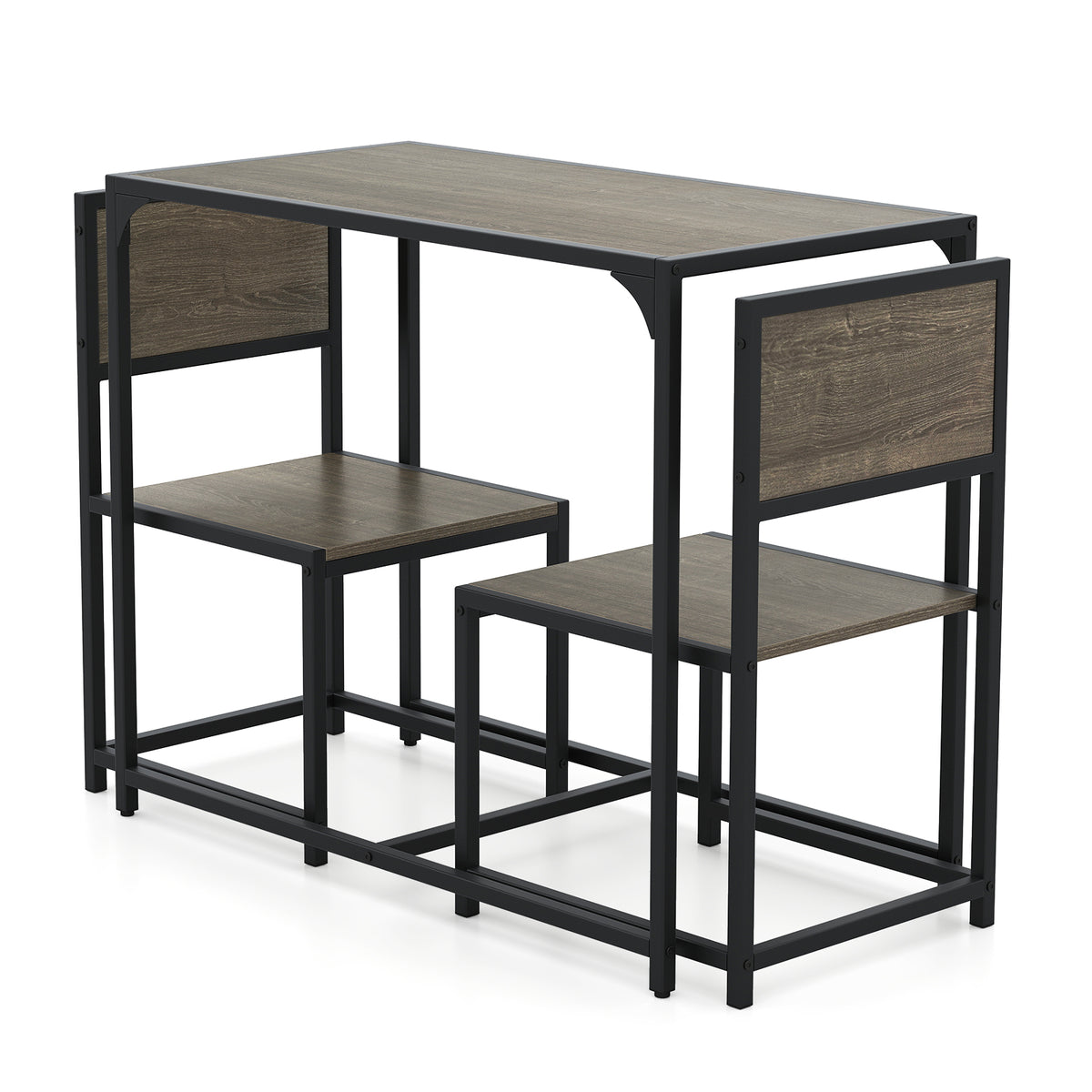 3-Piece Dining Set with Metal Frame for Small Spaces - Oak