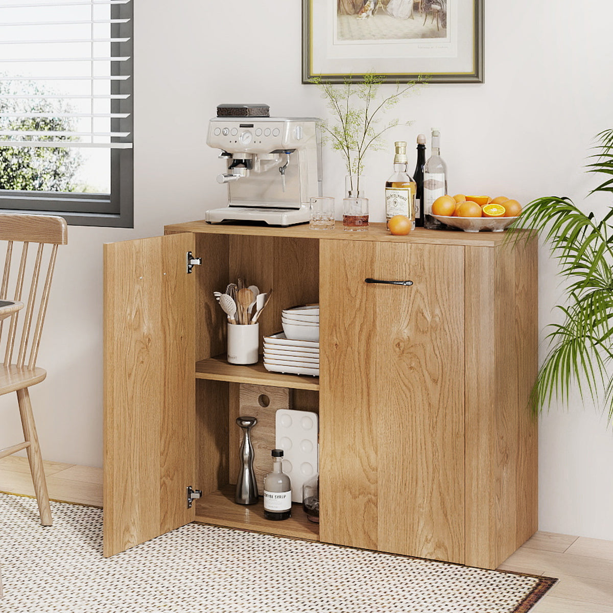 38" Modern Sideboard Cabinet with Storage - Natural