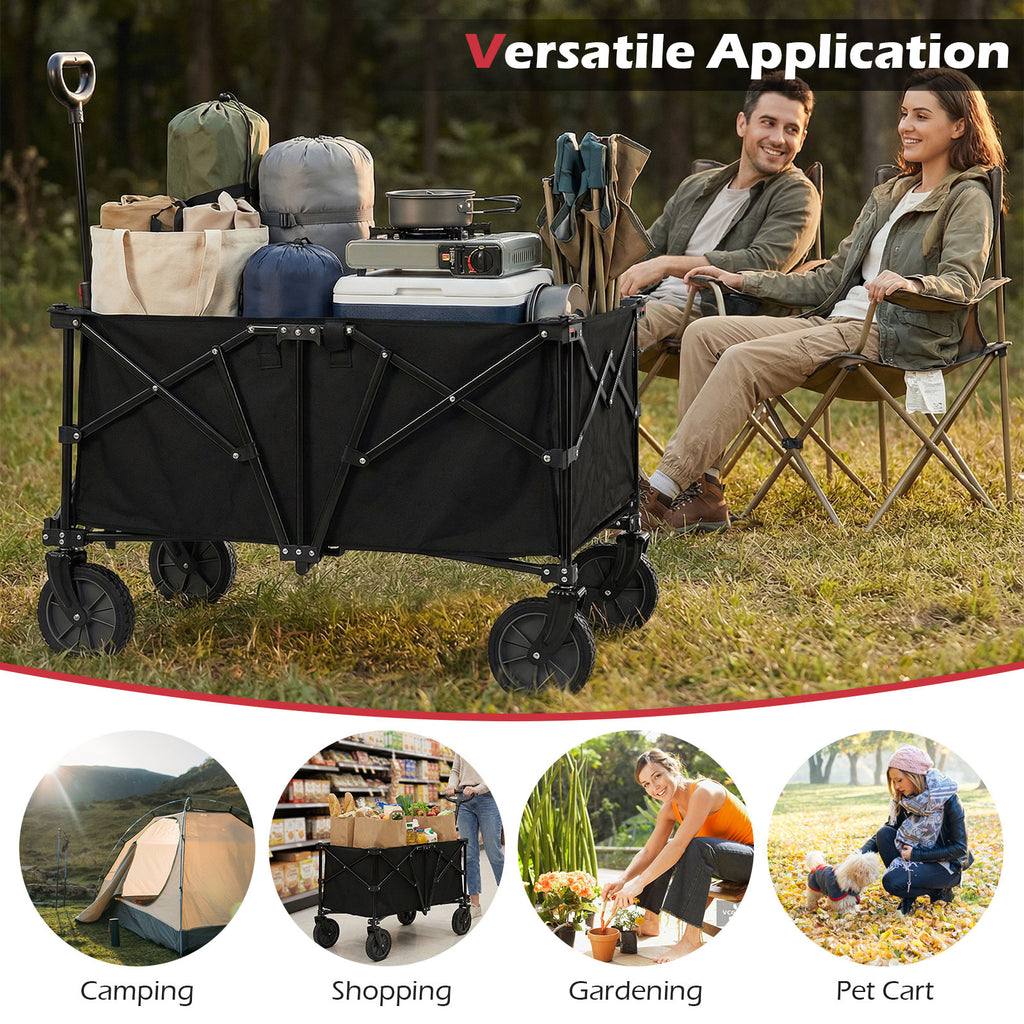 38 Inch 400 LBS Heavy-Duty Collapsible Wagon Cart with Adjustable