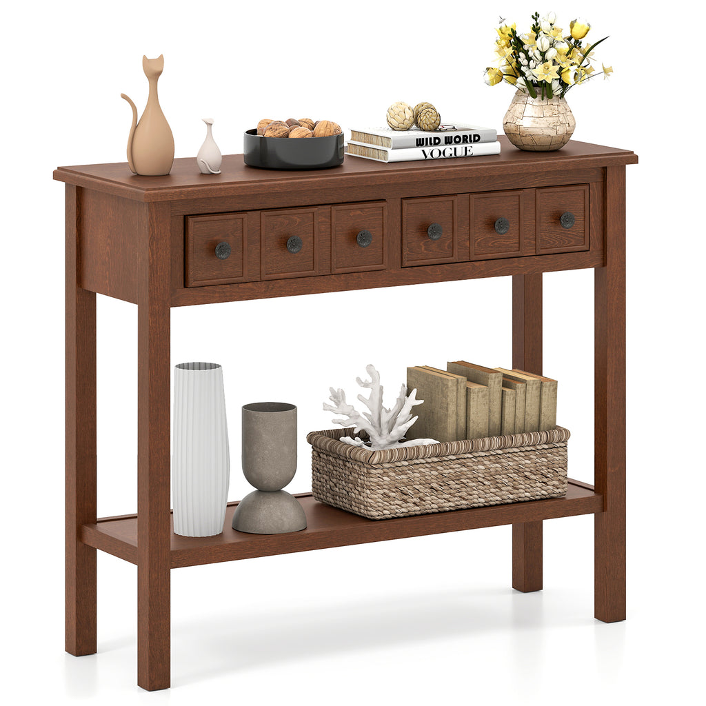 Wooden Sideboard Buffet Console Table with Drawers, Gray