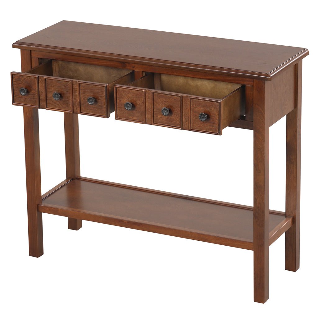 38" Rustic Console Table with 2 Drawers, Espresso