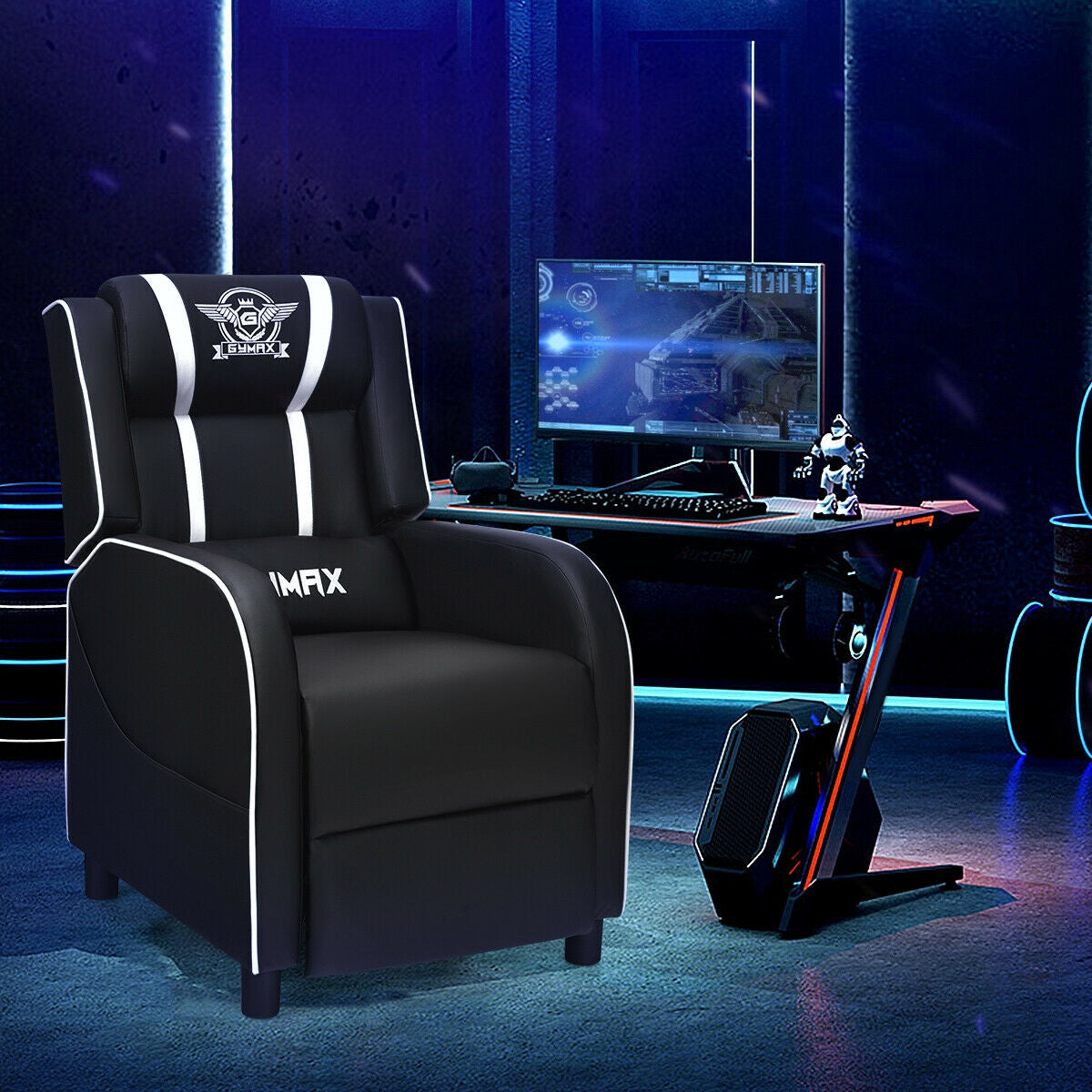 Massage Gaming Recliner PU Leather Chair with Footrest