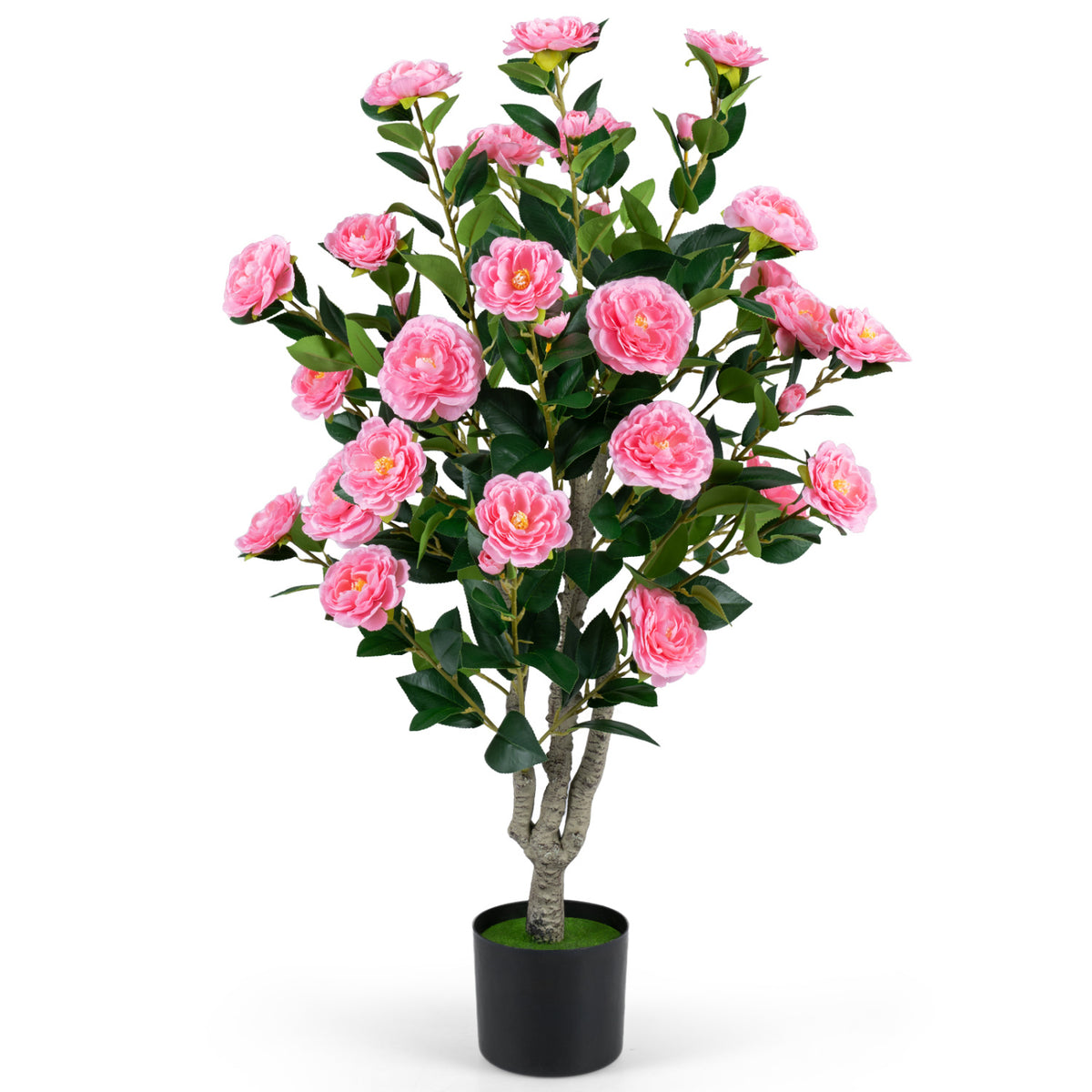 Artificial Camellia Tree with Orange Blossoms in Cement Pot - 39.5 Inches, Pink Variation