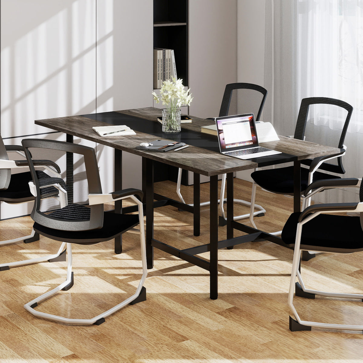 39.5" Square Conference Table - Rustic Brown