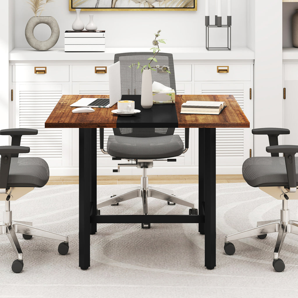 39.5" Square Conference Table - Rustic Brown